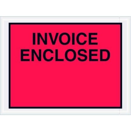 BOX PACKAGING Full Face Envelopes, "Invoice Enclosed" Print, 6"L x 4-1/2"W, Red, 1000/Pack PL420